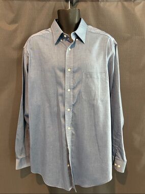 Roundtree & Yorke Dusty Blue Long-Sleeve Dress Shirt